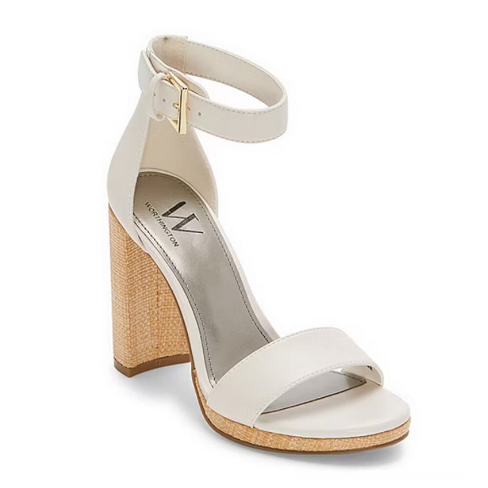 Worthington Womens Lynch Heeled Sandals Ivory Size 11M - Picture 2 of 11